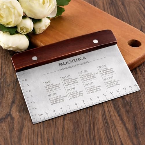 Boorika Dough Scraper & Bench Scraper Kitchen – Stainless Steel Sourdough Tools