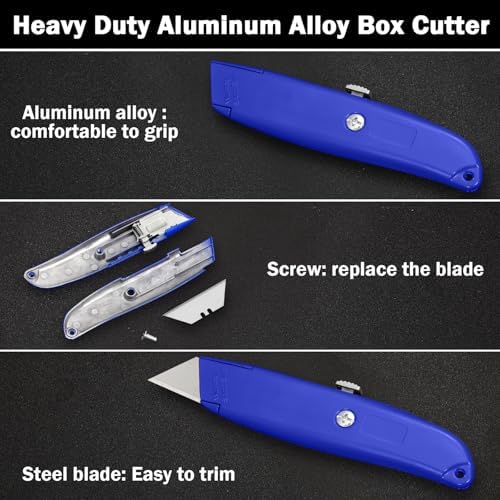 Lasnten 12 Pcs Box Cutter Utility Knife Retractable Bulk