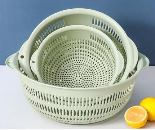 3 pcs Plastic Wash Basket Round Perforated Colander Wash Vegetables and Fruits