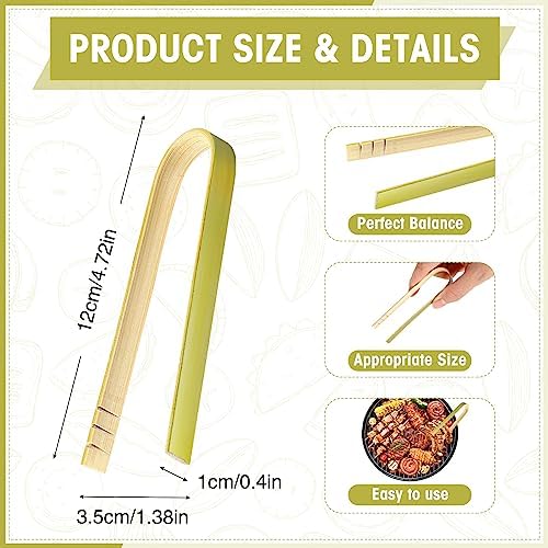Chengu 240 Pcs Mini Bamboo Tongs Disposable Serving Appetizer, 4.7 Inch