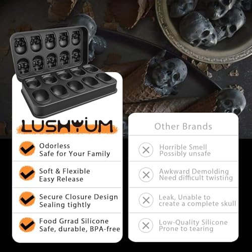 LUSHYUM Skull Ice Cube Mold Tray