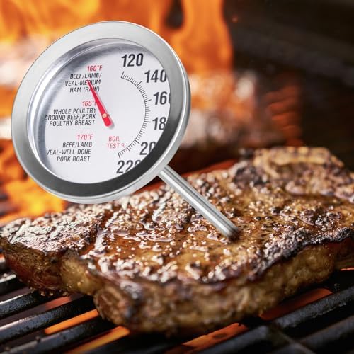 Stainless Steel Oven Safe Meat Thermometer, Extra Large 2.4-inches Dial