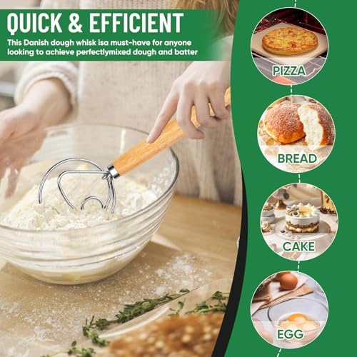 Danish Dough Whisk Stainless Steel Wood Handle