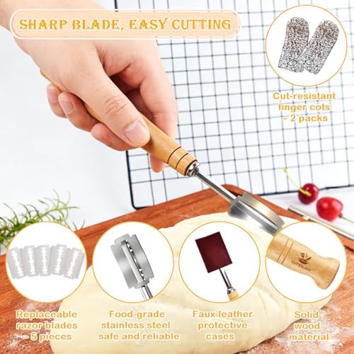 Bread Lame and Flour Duster Set, 304 Stainless Steel Sourdough Baking Tools
