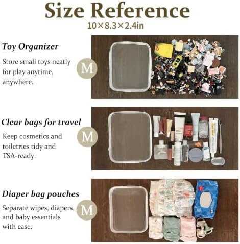 4 pcs Clear Zipper Pouches, Hard Shell Zipper Case, Makeup Organizer