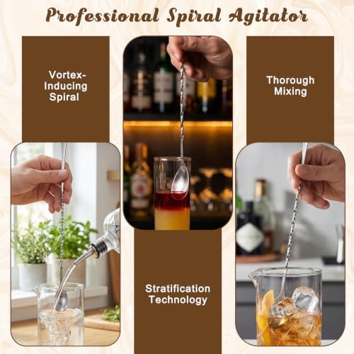 3 Pcs 12 Inch Cocktail Spoon Long Handle, Bar Mixing Spoon