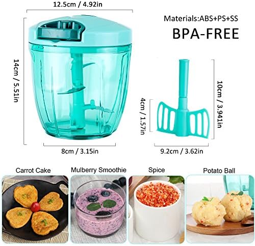 Ourokhome Manual Food Processor Vegetable Chopper, Portable Hand Pull String