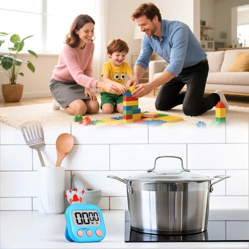 Timer for Kids Digital Kitchen Timers for Cooking- 2 Pack Blue Pink