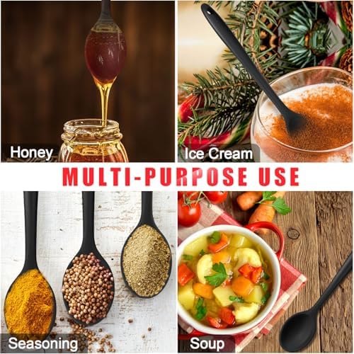 Patelai 4 Pcs Small Silicone Spoons
