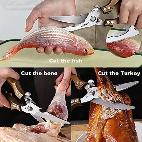 Poultry Shears 2-Pack, Heavy Duty Meat Scissors, Stainless Steel Spring Loaded