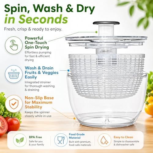 Good Grips Salad Spinner 6.3 Qt – Large Lettuce Spinner & Salad Cleaner