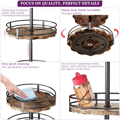 Heavy-Duty 3-Tier Lazy Susan Organizer, Adjustable to Different Heights