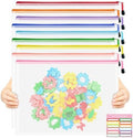 9pcs Mesh Zipper Pouch Bags, A3 Sizes, 9 Colors, Board Game Storage, Office