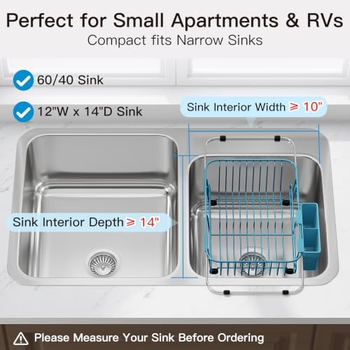 JASIWAY Blue Dish Drying Rack in Sink
