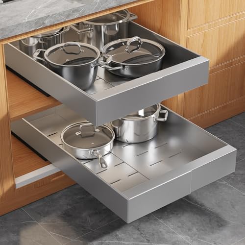 Seinloes 2 Pack Expandable Pull Out Cabinet Organizer 21" Deep