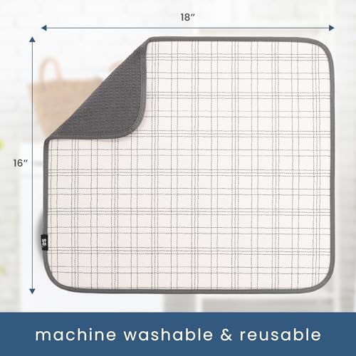 S&T INC. Dish Drying Mat, Stitched Plaid