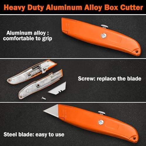 Reginary 20 Pcs Box Cutter Bulk Retractable Utility Knife