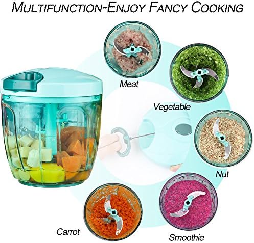 Ourokhome Manual Food Processor Vegetable Chopper, Portable Hand Pull String