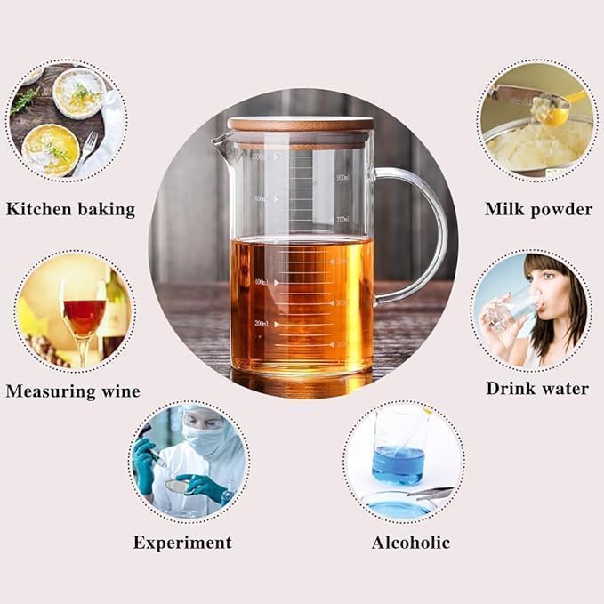Glass Pitcher with Lid, 17OZ/500ML Glass Pitchers with Handle and Lid