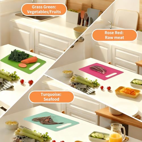 Luckyiren Plastic Cutting Board Set, 6-Piece Kitchen Cutting Mats
