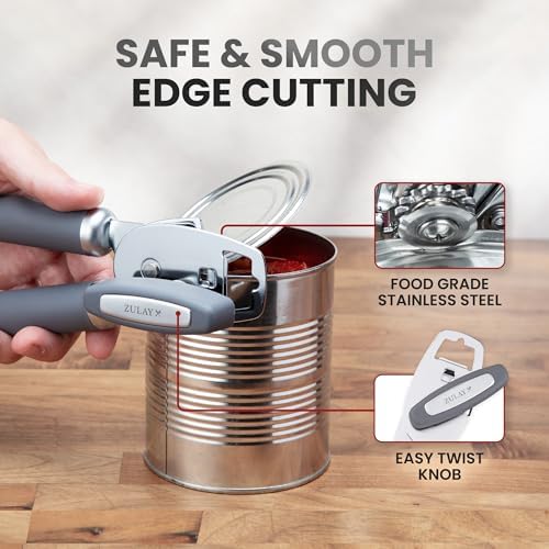 Zulay Kitchen Manual Can Opener Heavy Duty Patented Stainless Steel