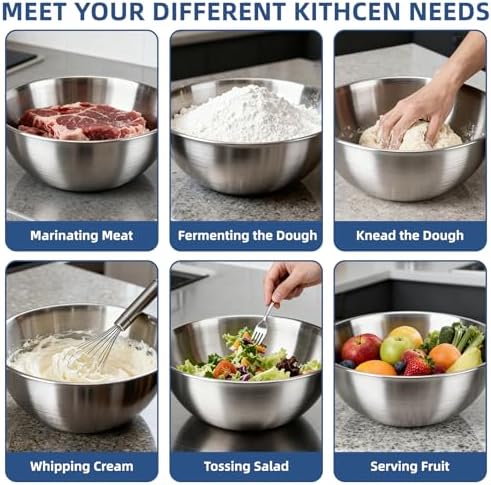 3-Piece Stainless Steel Mixing Bowls Metal Bowl Set