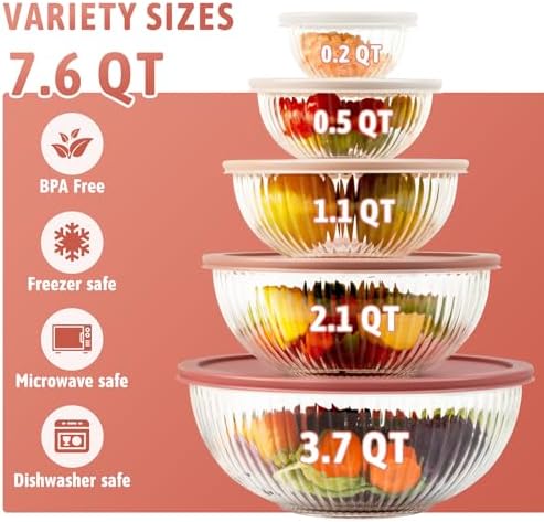 Glass Mixing Bowls with Lids Sets