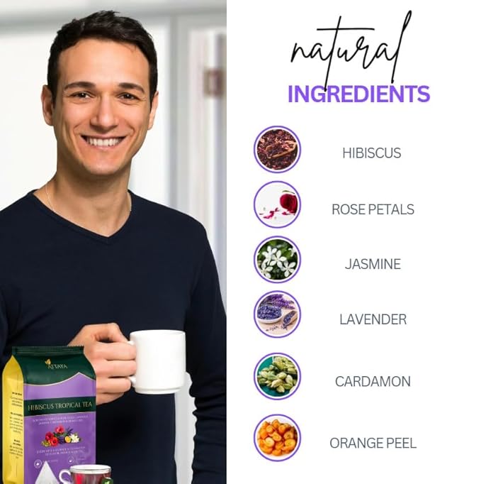 Attaya Hibiscus Tropical Herbal Tea Bags | Lowers Blood Pressure & Supports Heart Health | PCOS | Liver Health | Cholesterol | Antioxidants & Vitamin C | Caffeine Free | non-GMO | 100 Pyramid Tea Bags