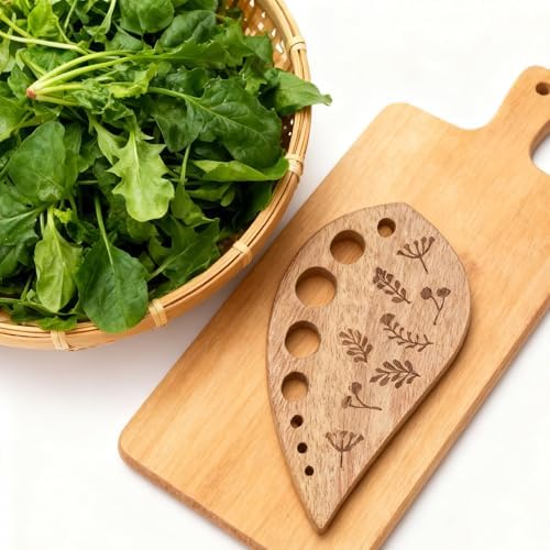 Wooden Leaf-Shaped Vegetable Separator, Pottery Herb Stripper Tool Supplies
