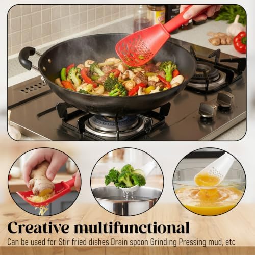 2 Pcs 6-in-1 Multifunctional Kitchen Cooking Spoon Heat Resistant