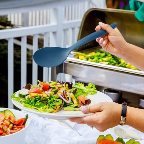 8 Pack 10" Large Reusable Plastic Wheat Straw Serving Spoon Set, 4 Serving