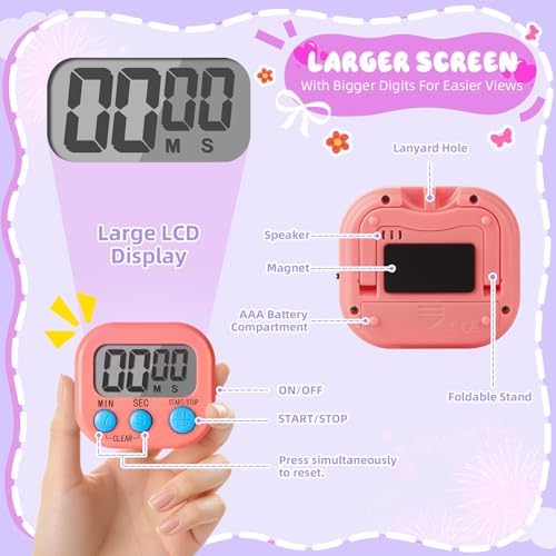 24 Pcs Multi-Function Electronic Timer Small Digital Kitchen Timer Digital Timer