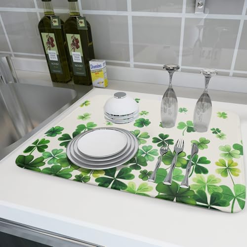 Happy St. Patrick's Day Dish Drying Mat