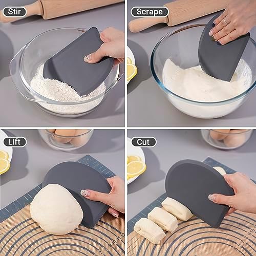 Silicone Dough Scraper with Metal Core Flexible Bowl Scraper Bread Baking