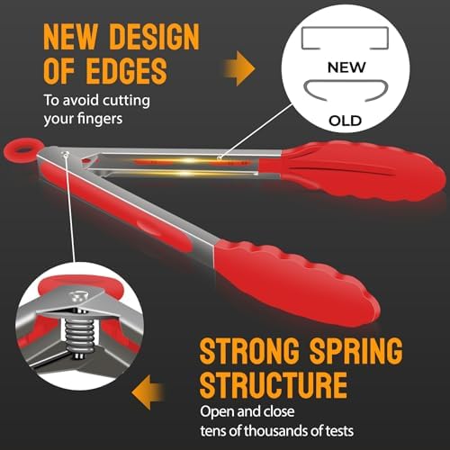 HOTEC Silicone Kitchen Tongs for Cooking, 9-Inch Serving Tongs