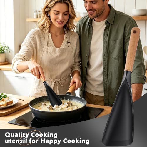 Cooking Spoon for Nonstick Cookwares, Wood Handle Spoon for Stirring