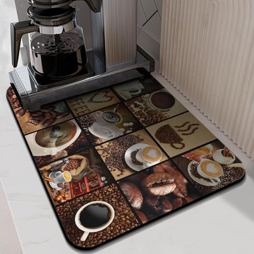 Coffee Bar Mat Accessories for Countertop Super Absorbent Anti-Slip Silicone