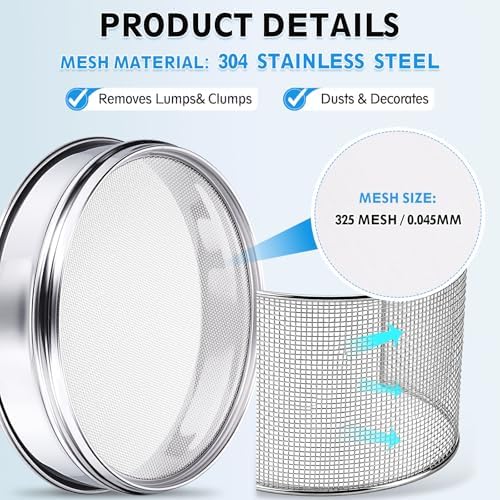 PATIKIL 325 Mesh Lab Sieve, 3.9" Diameter Sifting Screen 304 Stainless Steel
