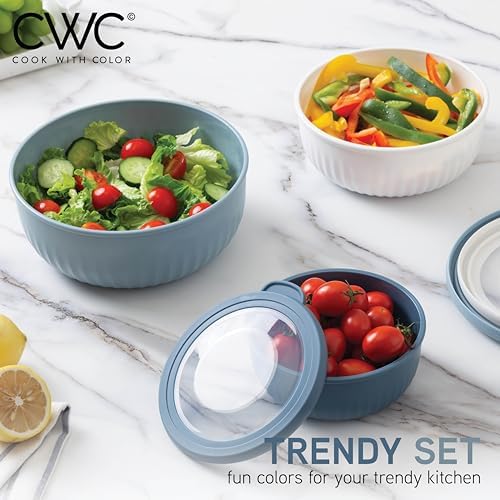 COOK WITH COLOR Prep Bowls with Lids- Wide and Deep Nesting Plastic Small