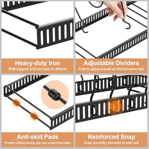 Housolution Pot and Pan Lid Organizer Holder Storage Rack