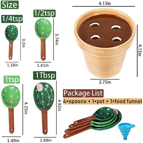 Cactus Measuring Spoons Set in Pot Unique Measuring Cups and Spoons
