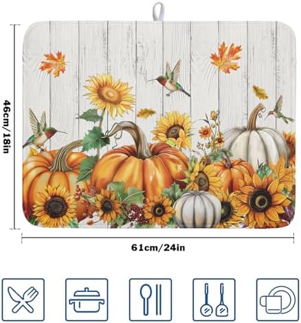 Autumn Harvest Pumpkin Dish Drying Mat