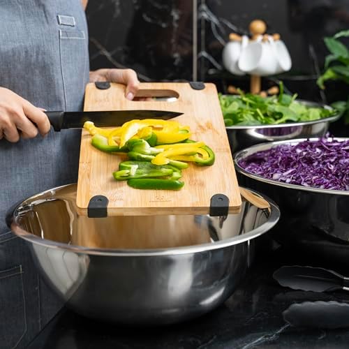 5 Quart Large Stainless Steel Mixing Bowls Set, Nesting Bowls