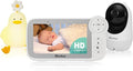 Madaz Video Baby Monitor with Color Night Vision - No WiFi, 5" HD Display, Lullabies, Temperature Sensor, 2-Way Talk, 1080P Pan-Tilt-Zoom Camera,1000ft Range + Night Light