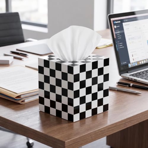Tissue Box Cover, Classic Checkerboard Pattern