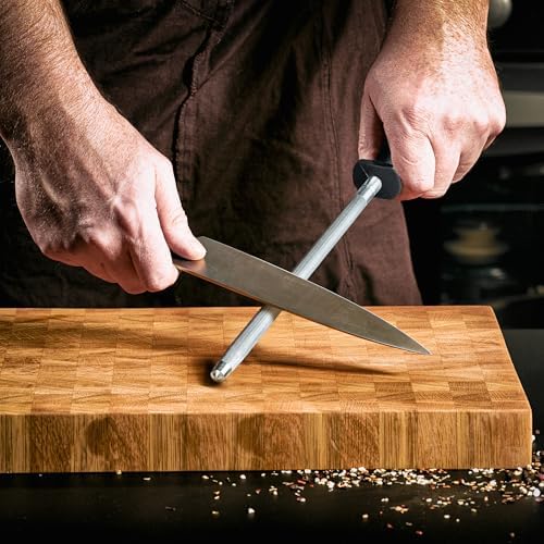 Knife Sharpener Rod, 13 Inch Carbon Steel Honing Rod