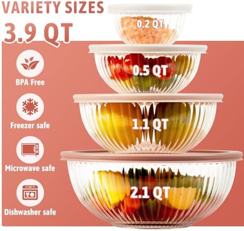 Glass Mixing Bowls with Lids Sets