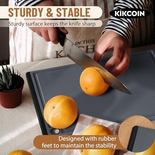 Kikcoin Plastic Cutting Boards for Kitchen, 3-Piece Large Cutting Board Set