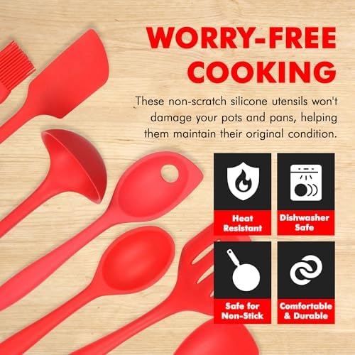 Chef Craft 42077 7 Piece Silicone Kitchen Tool and Utensil Set