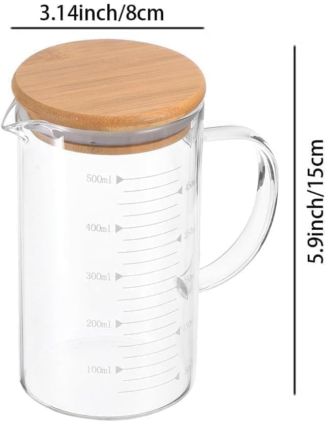 Glass Pitcher with Lid, 17OZ/500ML Glass Pitchers with Handle and Lid